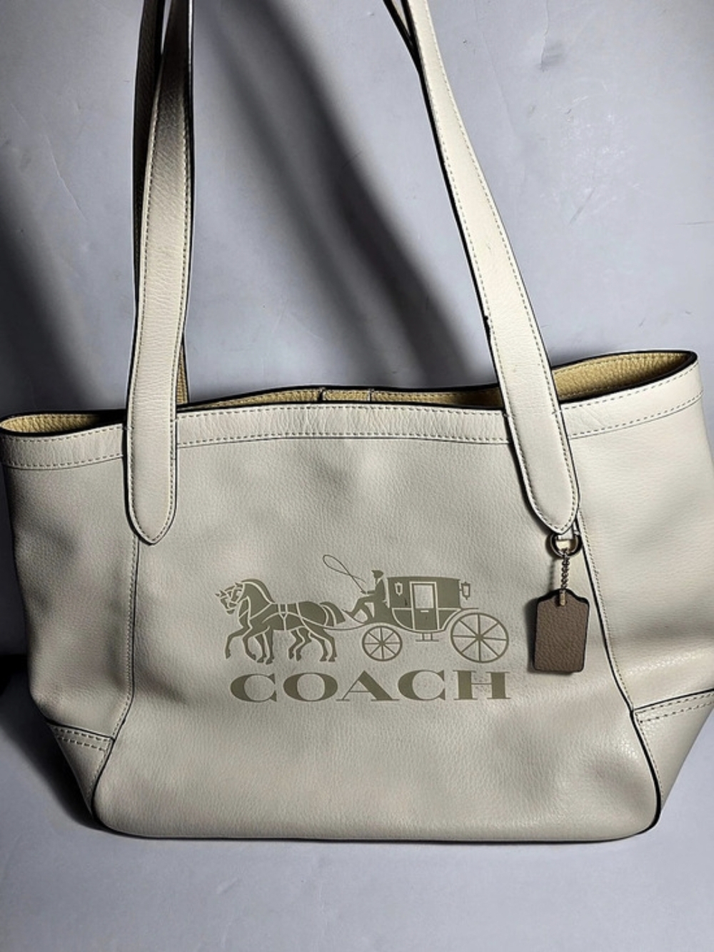 Coach Field Tote with Horse and Carriage Print White Tote